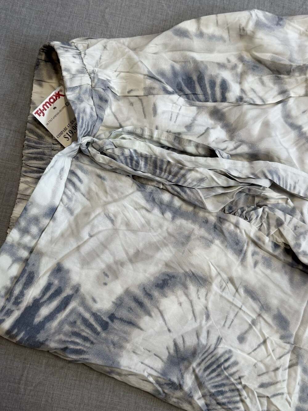 Blue Island Beach Gray and White Tie Dye Ruffle High-Low Wrap Skirt - Picture 2 of 4